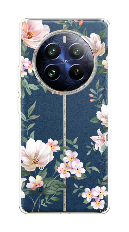 

Чехол на Realme 12 Pro "Beautiful white flowers", Бежевый;зеленый, 2516150-1