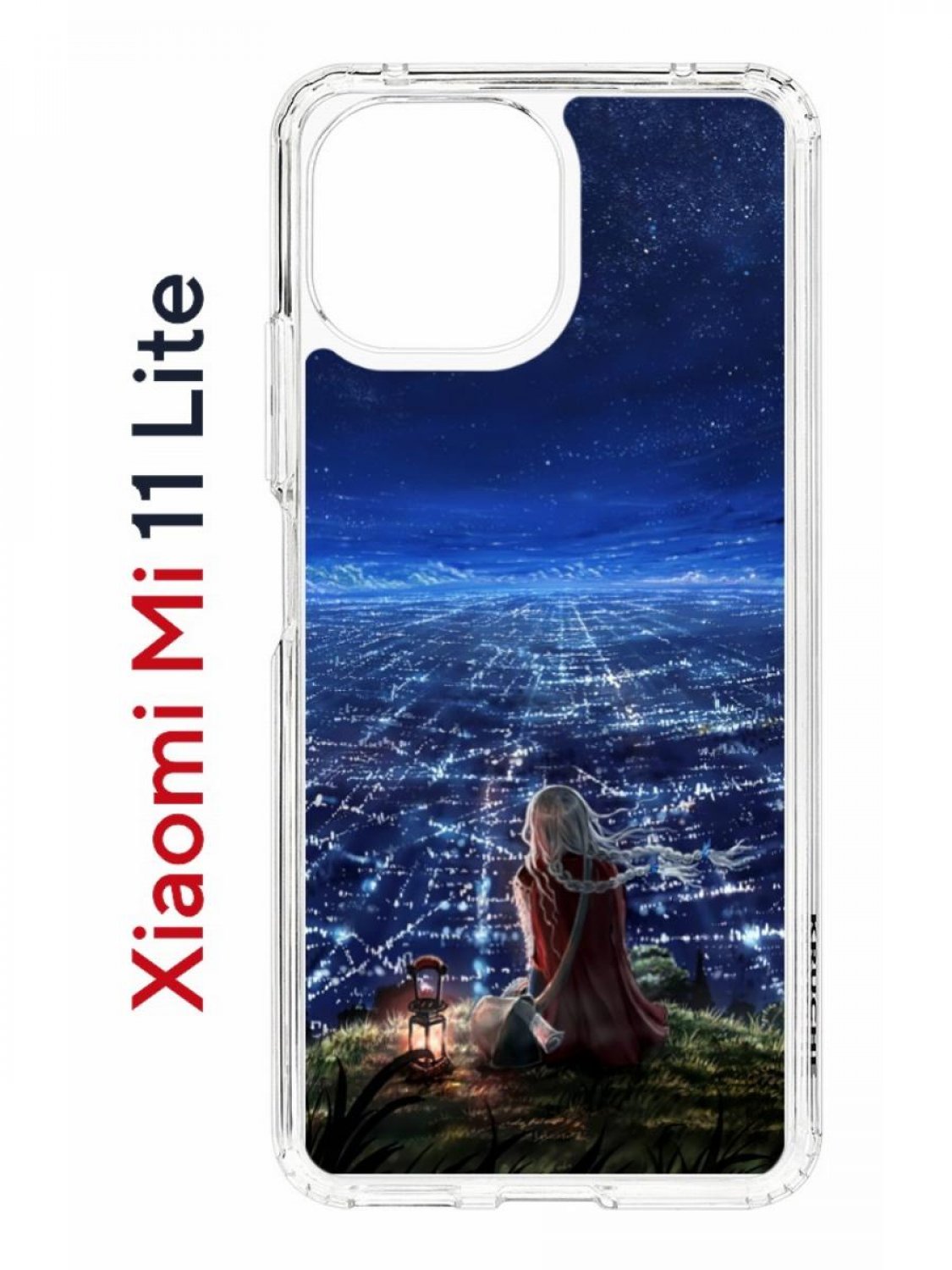 Чехол на Xiaomi Mi 11 Lite Kruche Print Ночные Огни,противоударный бампер,с защитой камеры