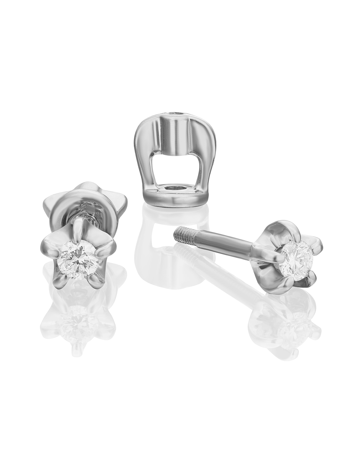 

Серьги пусеты из белого золота PLATINA jewelry 02-0052-00, бриллиант, 02-0052-00
