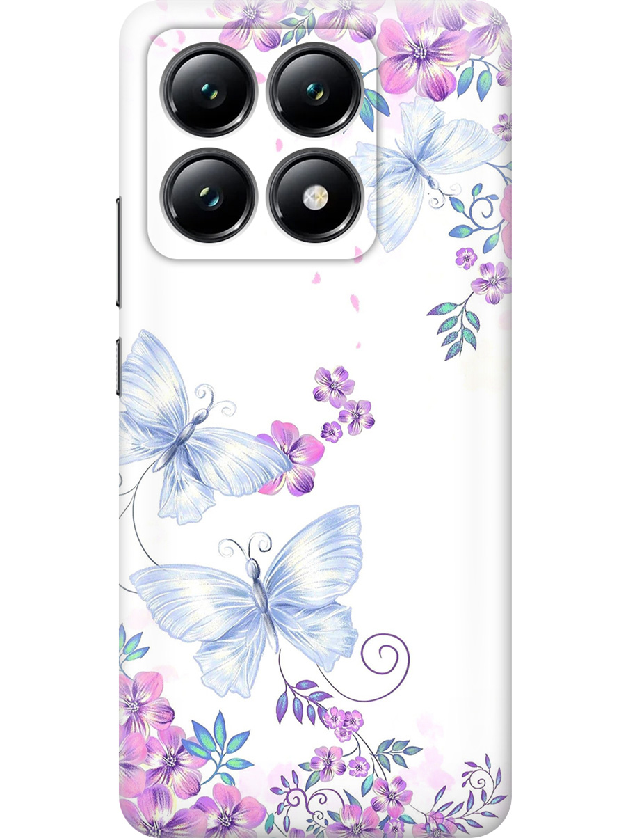 

Силиконовый чехол на Xiaomi 14T с принтом "Бабочки и фиалки", Прозрачный;белый;фиолетовый, 785978423