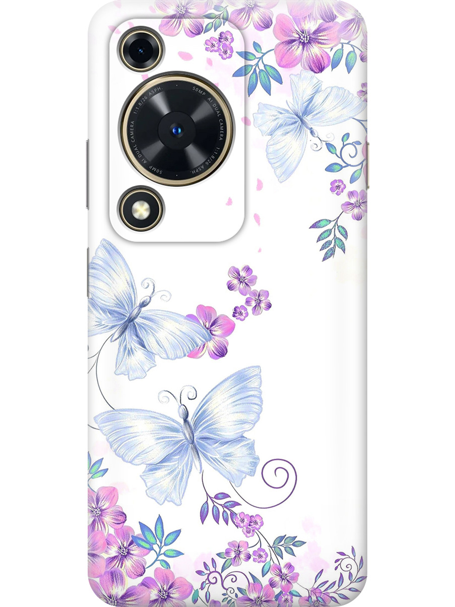 

Силиконовый чехол на Huawei nova Y72 с принтом "Бабочки и фиалки", Прозрачный;белый;фиолетовый, 785977823