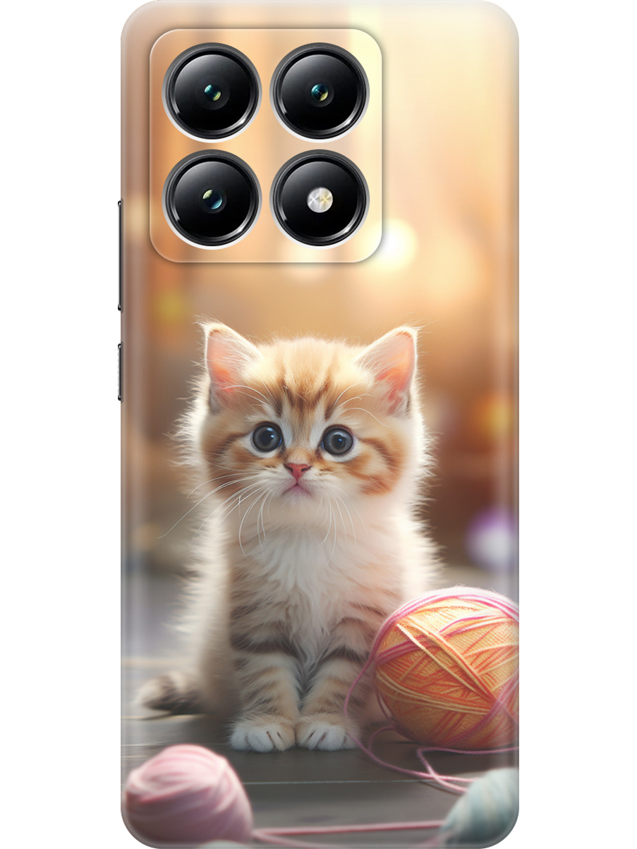 

Силиконовый чехол на Xiaomi 14T с принтом "Котик и нитки", Прозрачный;белый;желтый;розовый, 785978411