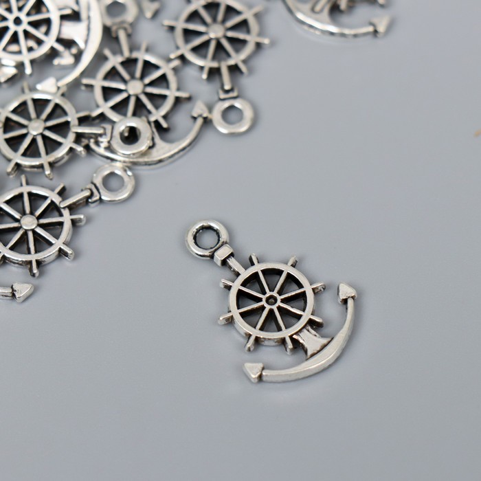 

Декор для творчества Арт Узор металл Якорь и штурвал серебро G096B578 2,1х1,4 см, 24шт., Серебристый