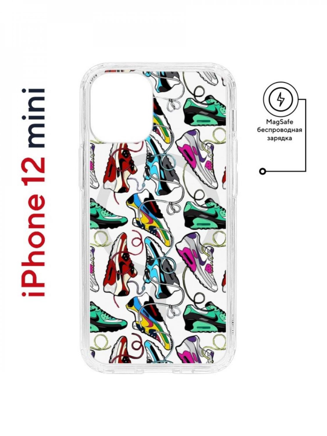 фото Чехол на iphone 12 mini magsafe kruche print кроссы nike air max противоударный с магнитом кruче