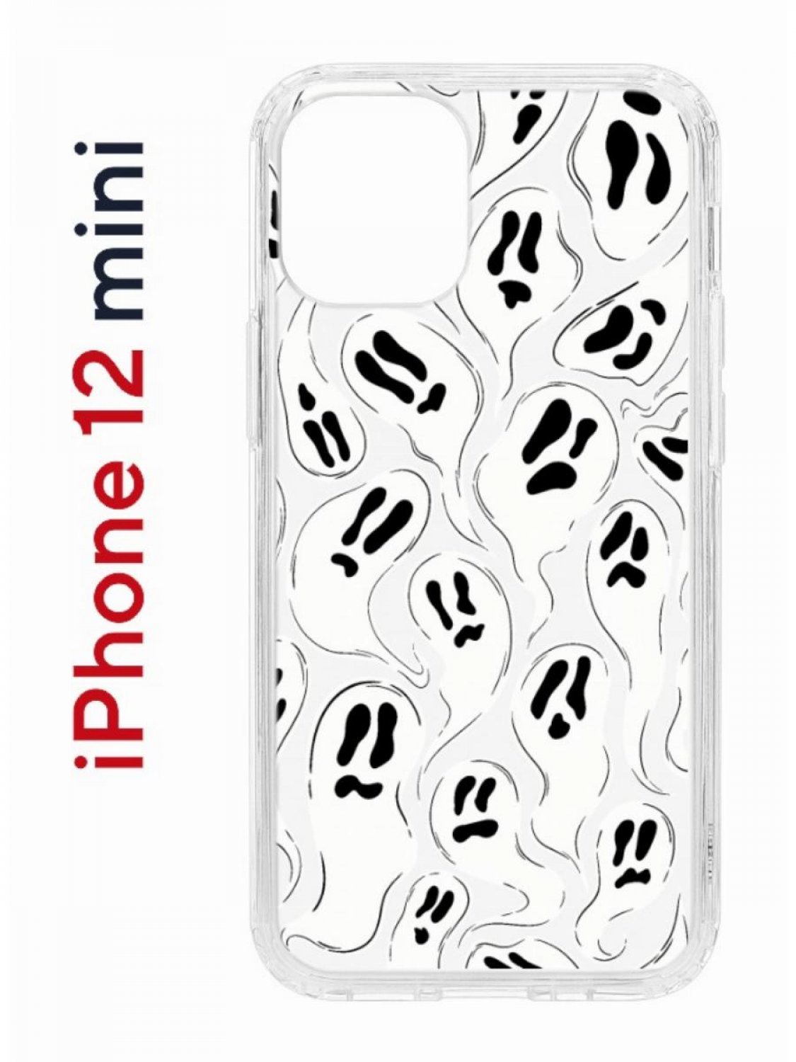 Чехол на iPhone 12 mini с принтом Kruche Print Призраки, бампер с защитой камеры