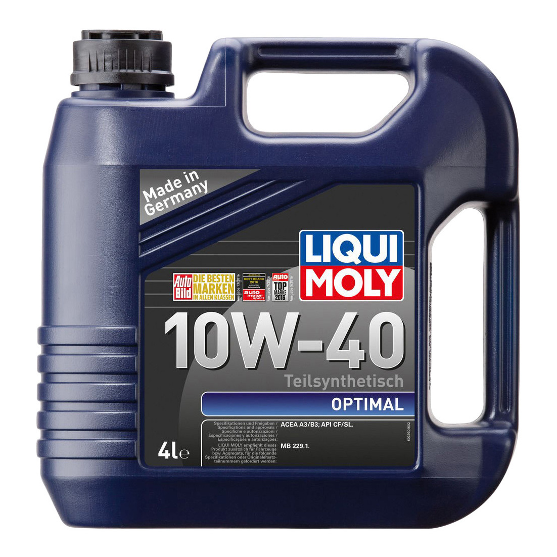 Моторное масло Liqui Moly полусинтетическое Optimal 10W40 Cf/Sl A3/B3 4л