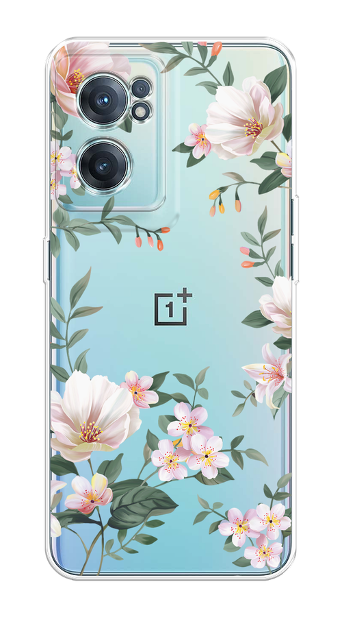 

Чехол на OnePlus Nord CE 2 5G "Beautiful white flowers", Бежевый;зеленый, 152650-1