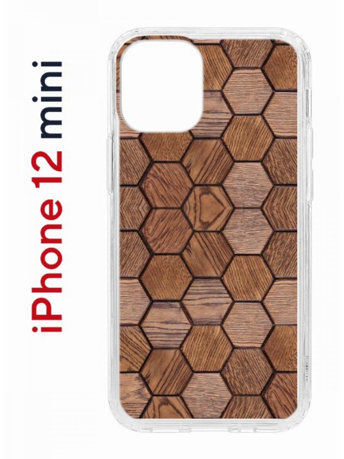 Чехол на iPhone 12 mini с принтом Kruche Print Текстура орех, бампер с защитой камеры
