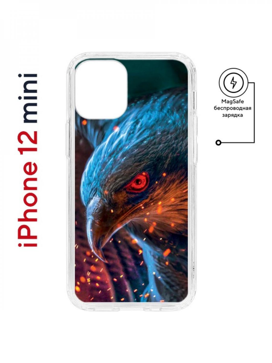 Чехол на iPhone 12 mini MagSafe Kruche Print Орел противоударный с магнитом