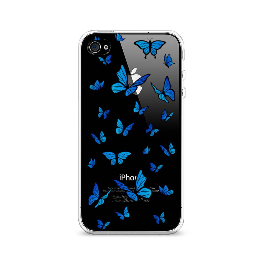 

Чехол Awog на Apple iPhone 4/4S / Айфон 4/4S "Синие бабочки", Разноцветный, 10150-1