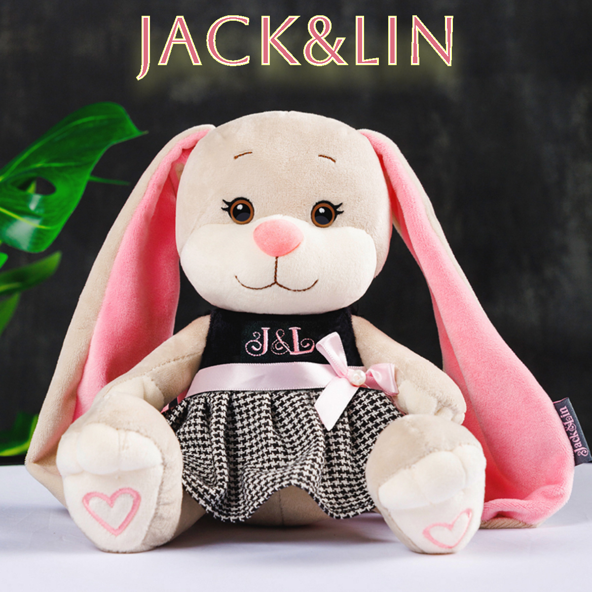 

Мягкая игрушка JACK&LIN плюшевая зайка в подарочной коробке X-JL-04202306-20, Черный, X-JL-04202306-20