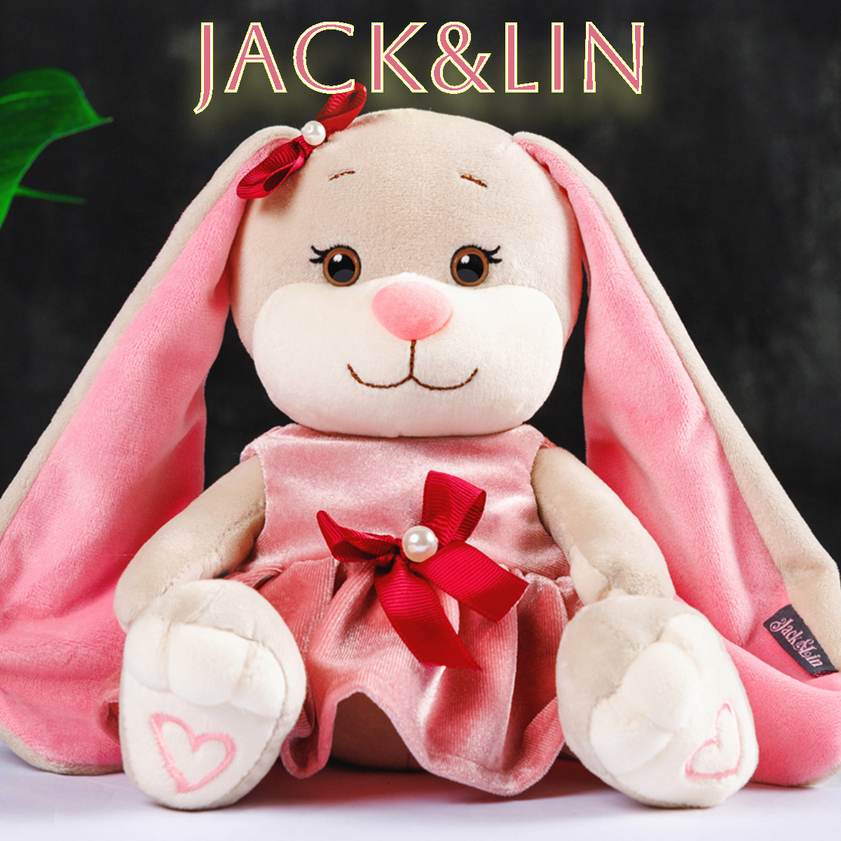 

Мягкая игрушка JACK&LIN плюшевая зайка в подарочной коробке X-JL-04202305-20, Красный, X-JL-04202305-20