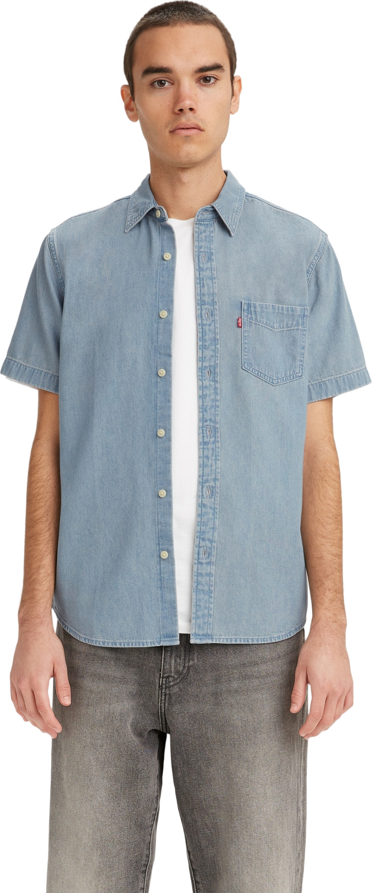 

Рубашка мужская Levi's Men Ss Classic 1 Pkt Standrd Shirt голубая S, Голубой, Men Ss Classic 1 Pkt Standrd Shirt