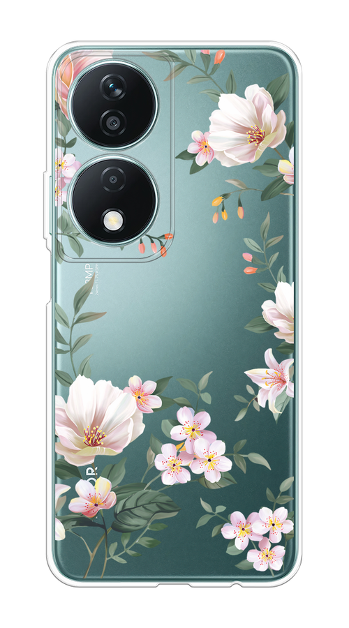 

Чехол на Honor X7B "Beautiful white flowers", Бежевый;зеленый, 6123350-1