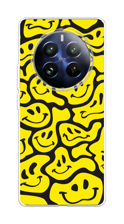 

Чехол на Realme 12 Pro "Расплывчатые смайлики желтые", Черный;желтый, 2516150-1