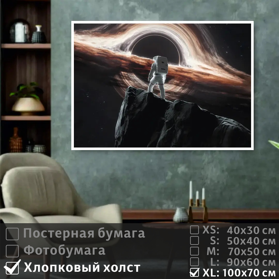

Постер на холсте ПолиЦентр Космонавт в космосе 100х70 см, КосмонавтВКосмосе1