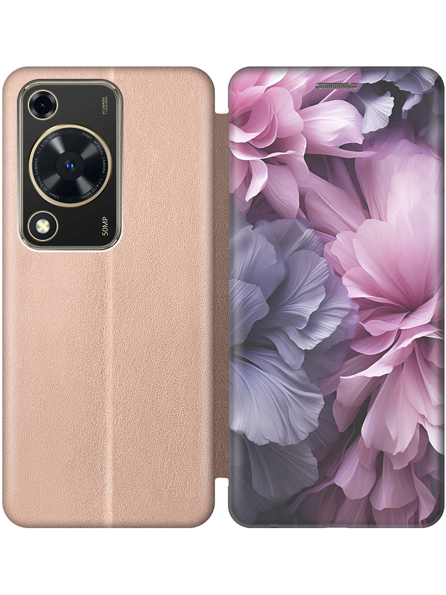 

Чехол-книжка на Huawei nova Y72 с принтом "Розово-фиолетовые цветы" золотой, Золотистый;розовый;фиолетовый, 785977821
