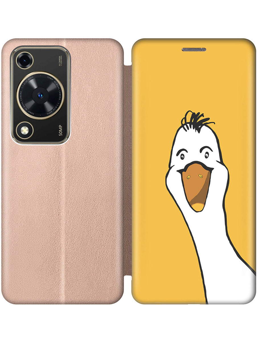 

Чехол-книжка на Huawei nova Y72 с принтом "Забавный гусь" золотой, Золотистый;белый;желтый, 785977872