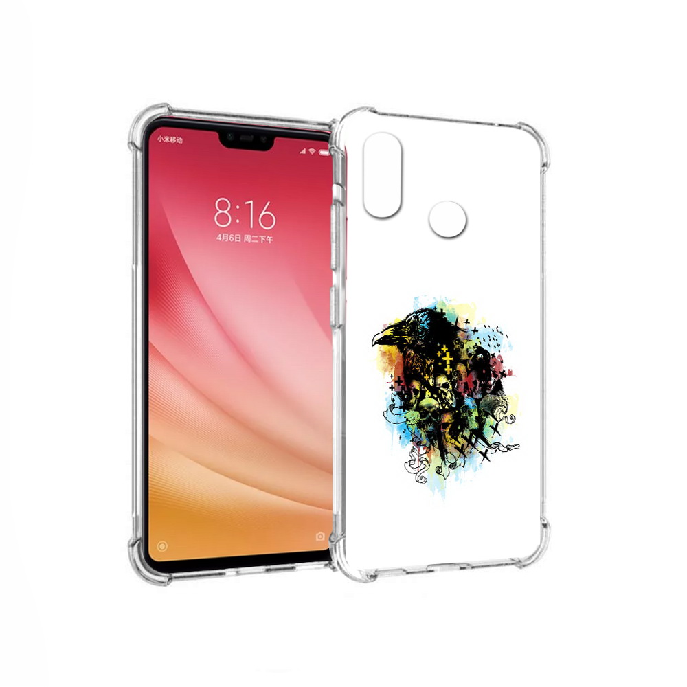 

Чехол MyPads Tocco для Xiaomi Mi 8 ворон и черепа (PT110454.314.273), Прозрачный, Tocco