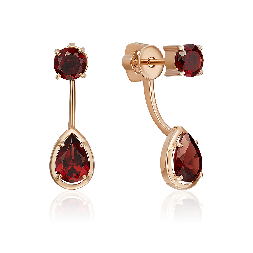 

Серьги джекеты из золота PLATINA jewelry 02-5394-00, гранат, 02-5394-00