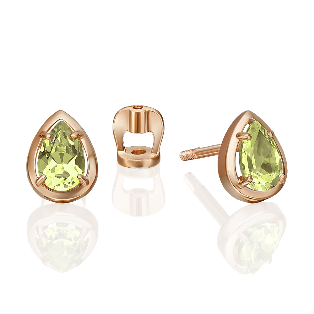 

Серьги пусеты из золота PLATINA jewelry 02-5393-00, хризолит, 02-5393-00