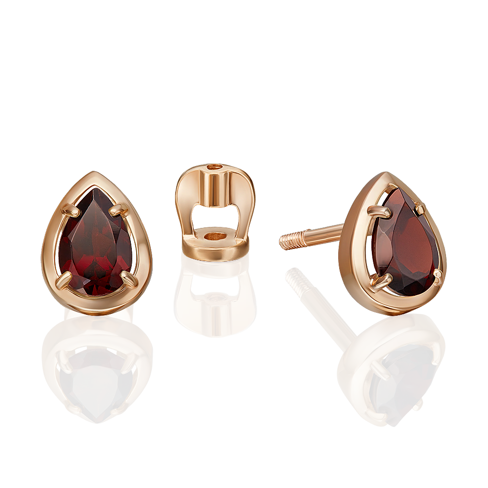 

Серьги пусеты из золота PLATINA jewelry 02-5393-00, гранат, 02-5393-00