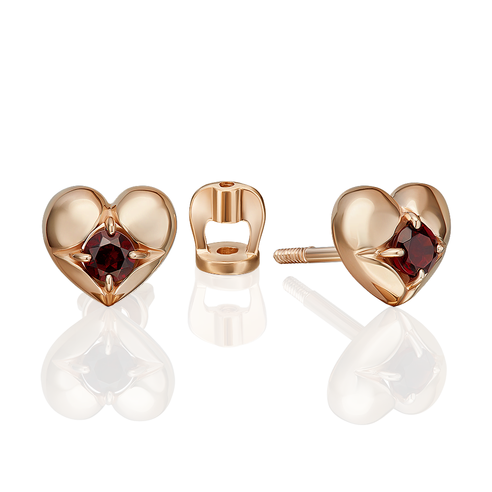 

Серьги пусеты из золота PLATINA jewelry 02-5392-00, гранат, 02-5392-00