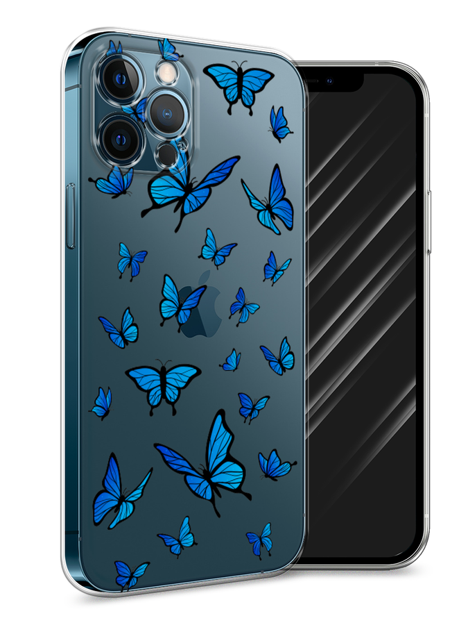 

Чехол Awog на Apple iPhone 12 Pro Max / Айфон 12 Pro Max "Синие бабочки", Разноцветный, 12750-1