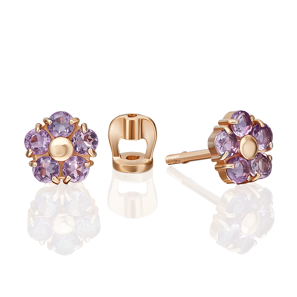 

Серьги пусеты из золота PLATINA jewelry 02-5388-00, аметист, 02-5388-00