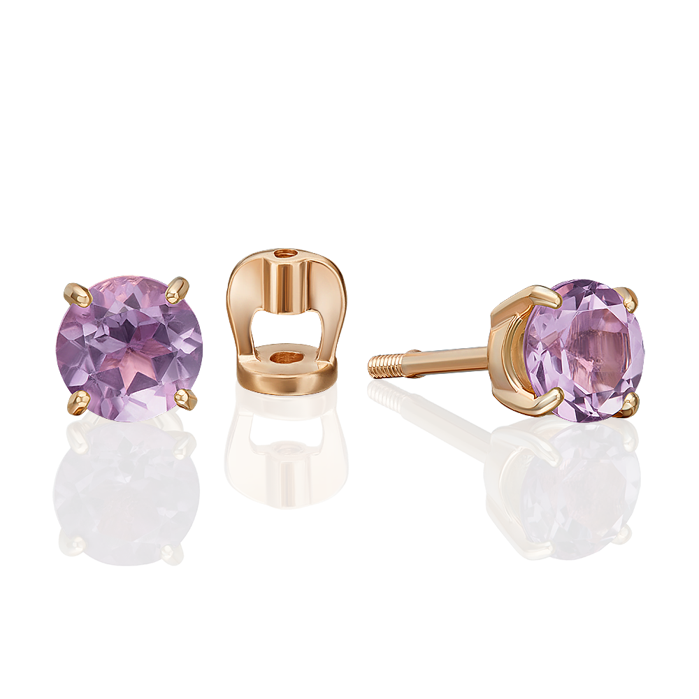 

Серьги пусеты из золота PLATINA jewelry 02-5387-00, аметист, 02-5387-00