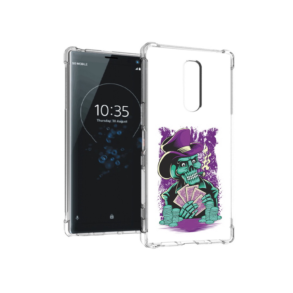 

Чехол MyPads Tocco для Sony Xperia 1 зеленый череп с картами (PT141276.244.361), Прозрачный, Tocco