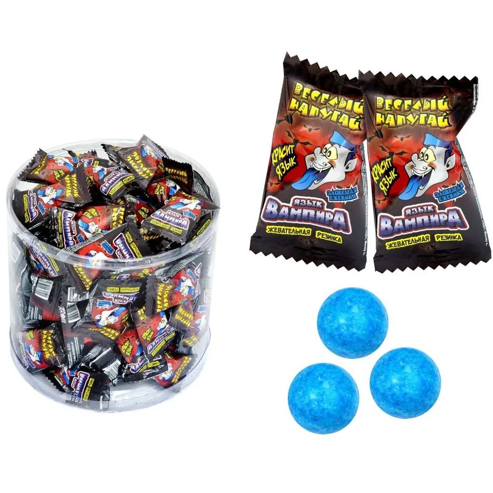 Жвачка ХолодОк Язык вампира Ежевика (красит язык), 100 шт по 3,5 г