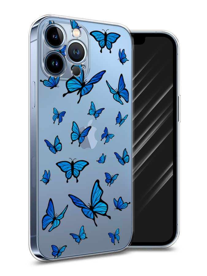 

Чехол Awog на Apple iPhone 13 Pro Max / Айфон 13 Pro Max "Синие бабочки", Разноцветный, 14450-1