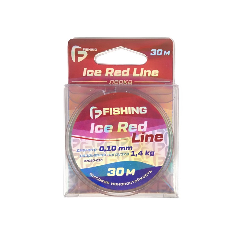 Леска F-FISHING Ice Red Line 30м 0,10мм