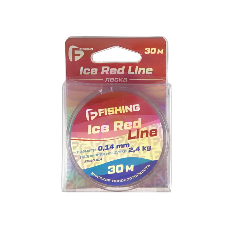 Леска F-FISHING Ice Red Line 30м 0,14мм