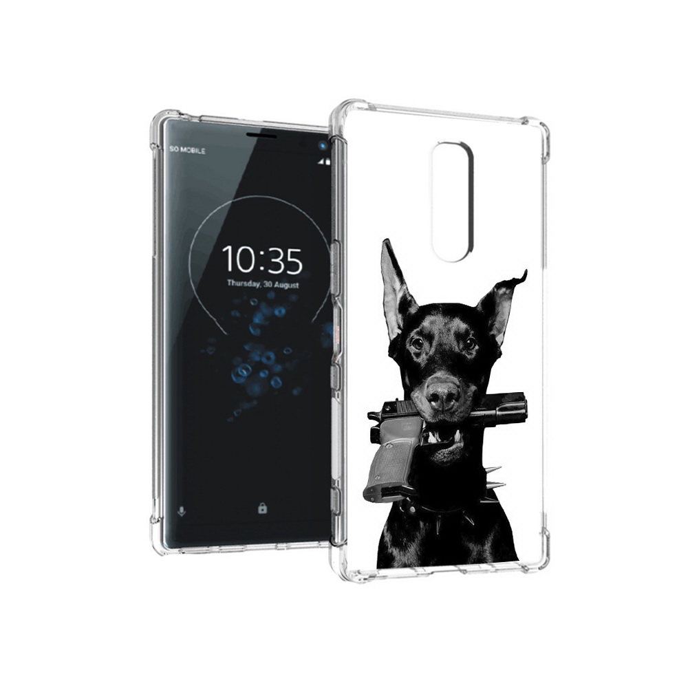 

Чехол MyPads Tocco для Sony Xperia 1 доберман с пистолетом (PT141276.244.331), Прозрачный, Tocco