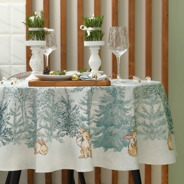 

Скатерть "Этель" Winter mood d=220 см +/-3 см с ГМВО, 100% хл, саржа 190г/м2