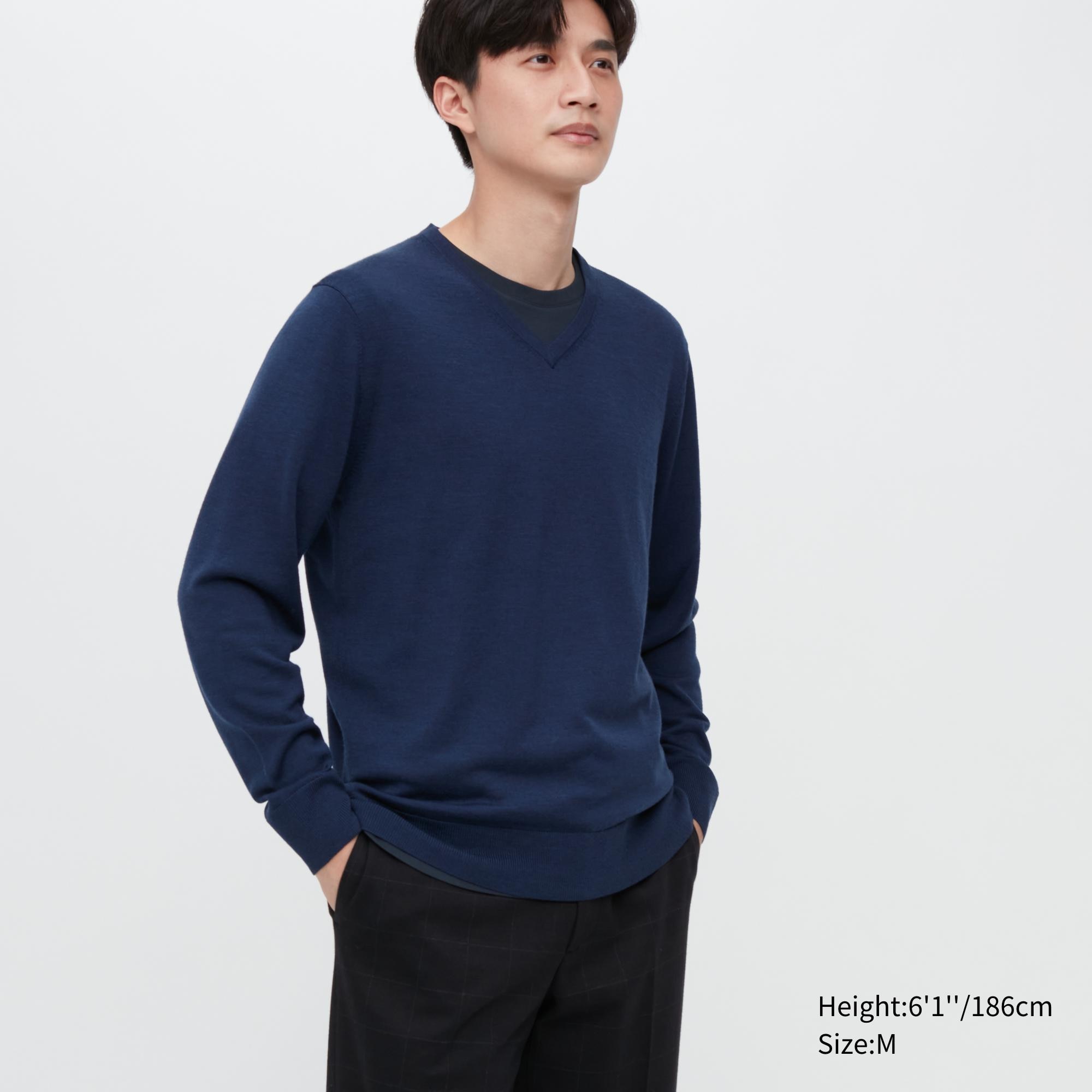 фото Пуловер мужской uniqlo 450536col68 синий 2xs (доставка из-за рубежа)