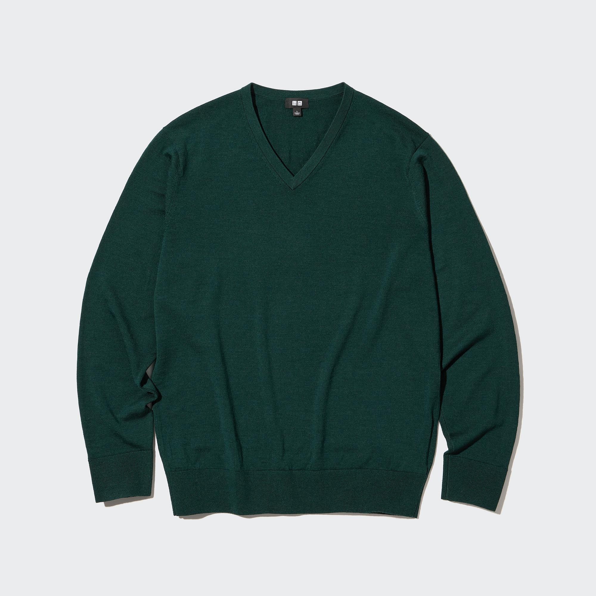 Пуловер мужской UNIQLO 450536COL58 зеленый L (доставка из-за рубежа)
