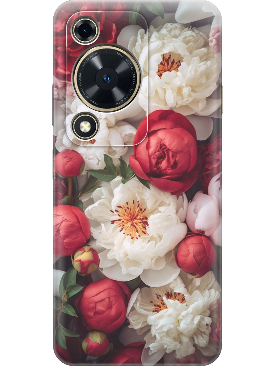 

Силиконовый чехол на Huawei nova Y72 с принтом "Красно-белые пионы", Прозрачный;белый;красный, 785977821