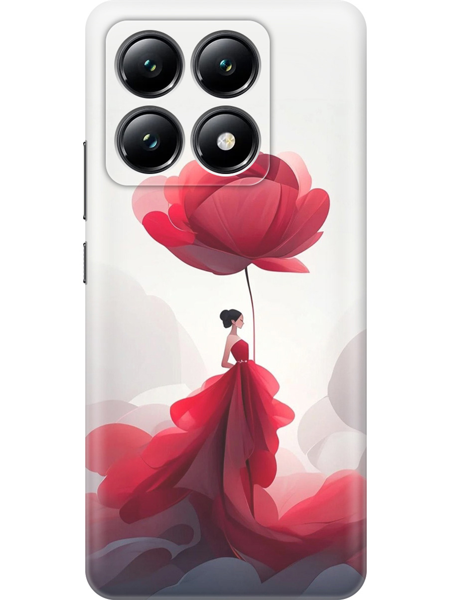

Силиконовый чехол на Xiaomi 14T с принтом "Цветочная девушка в красном", Прозрачный;белый;красный, 785978421