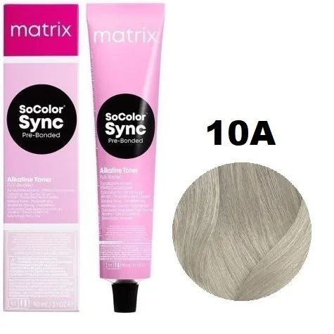 Краска для волос Matrix SoColor Sync 10A Очень-очень светлый блондин пепельный 90 мл matrix безаммиачный краситель socolor sync pre bonded 9gv очень светлый блондин золотистый перламутровый 90 мл