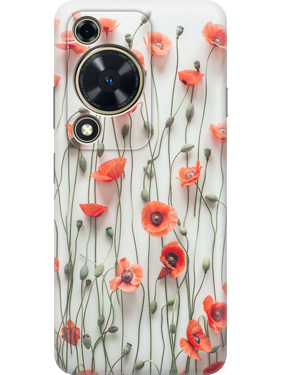 

Силиконовый чехол на Huawei nova Y72 с принтом "Маки на белой стене", Прозрачный;белый;красный, 785977822