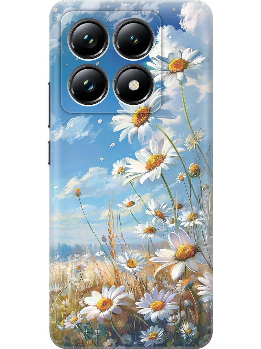 

Силиконовый чехол на Xiaomi 14T Pro с принтом "Ромашки на поле", Прозрачный;белый;синий, 785979022