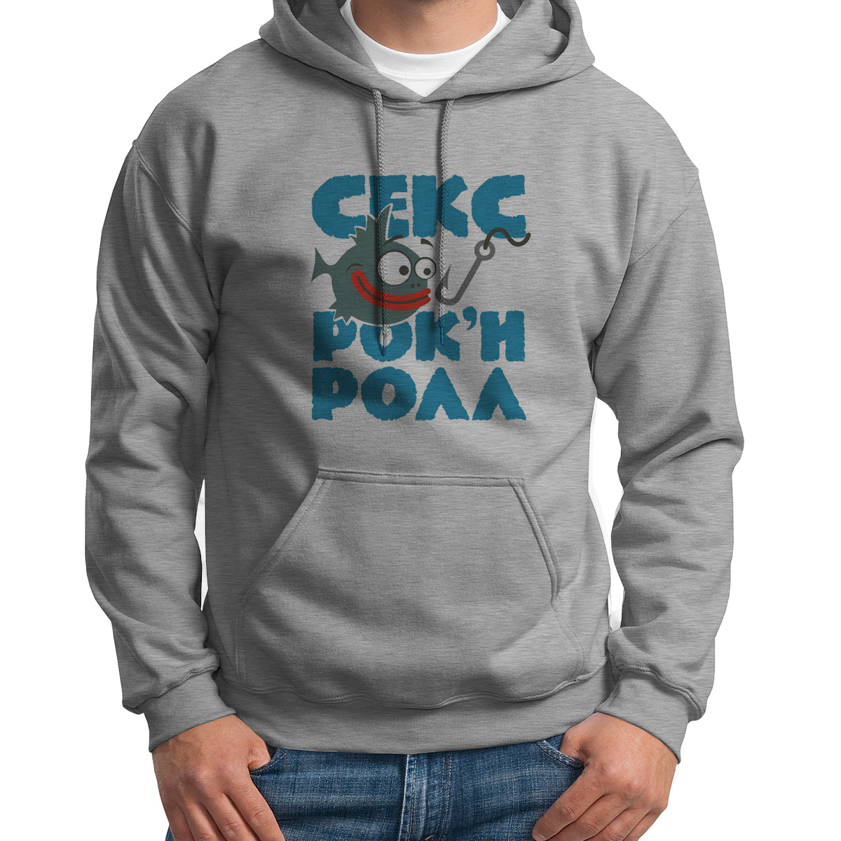 

Толстовка Худи серое Рок ролл, Серый, S0114474