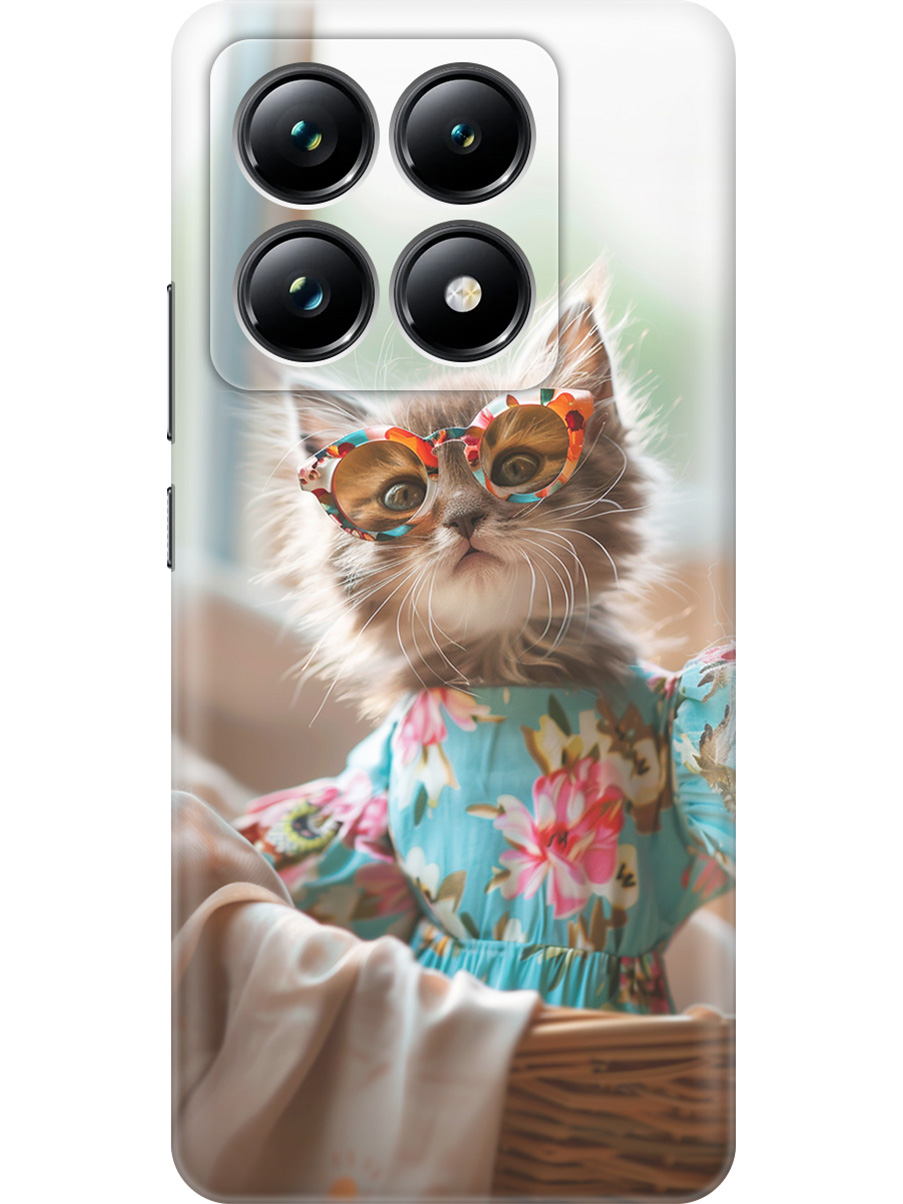 

Силиконовый чехол на Xiaomi 14T Pro с принтом "Кошечка в голубом платье", Прозрачный;белый;голубой;серый, 785979011