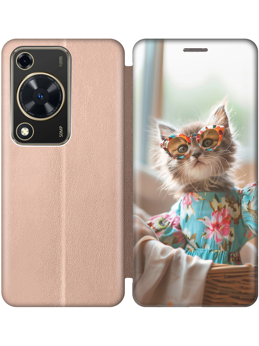 

Чехол-книжка на Huawei nova Y72 с принтом "Кошечка в голубом платье" золотой, Золотистый;белый;голубой;серый, 785977811