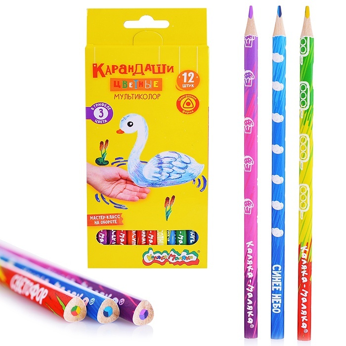 фото Цветная карандаши каляка-маляка 3 цвета, 12 шт, мультиколор в грифеле
