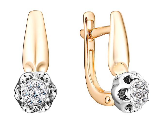 

Серьги из красного золота с бриллиантом АЛЬКОР 22971-100, 22971-100
