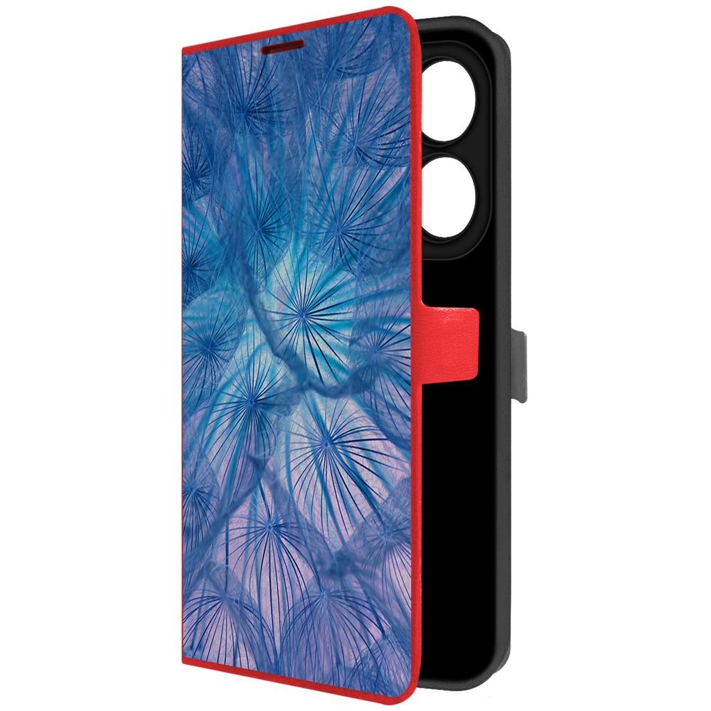Чехол-книжка Krutoff Eco Book для ITEL P55 Синий одуванчик (красный)